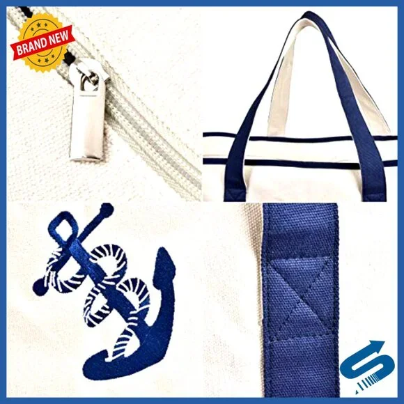 Oversized Canvas Tote Bag Heavy Duty Zipper Grocery Beach Travel Weekender - Picture 3 of 7